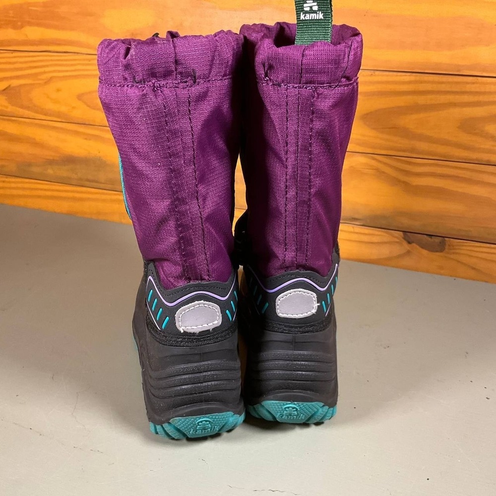 Kamik Youth Snowcoast 3 Snow Boots Purple & Teal Winter Easy‎ On/Off Size 13 - Picture 9 of 16
